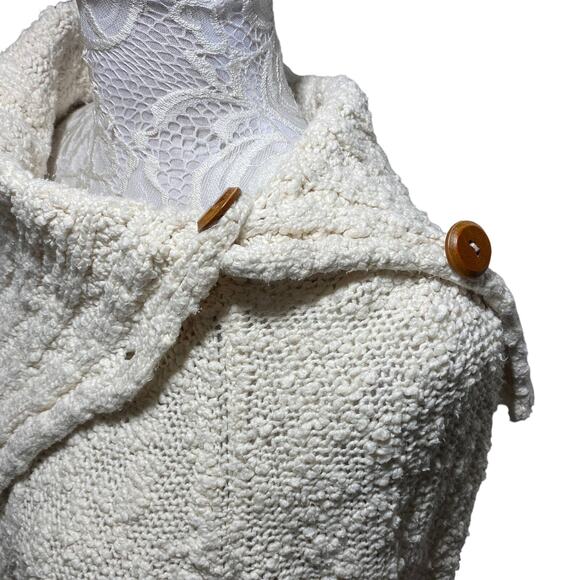 Moth Cowl Split Neck Wood Button Sweater Cream Women Small Anthropologie - Picture 10 of 12